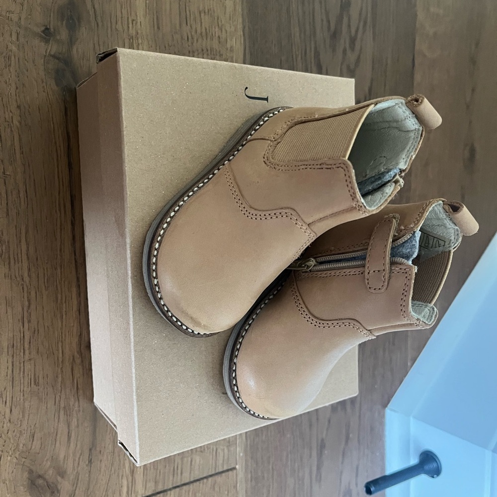 Jamie Kay  leather tan boots toddler boy. New with tags. Never worn.